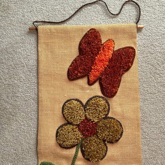 Vintage Flower Wall Hanging Burlap retro - Picture 4 of 5